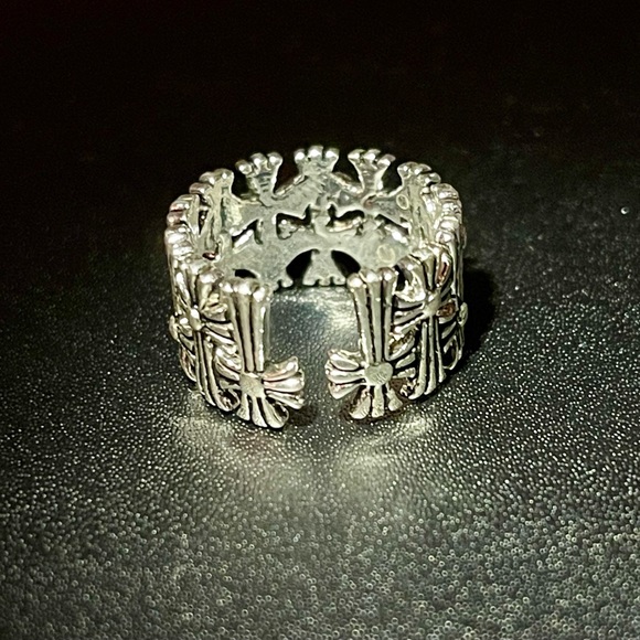 Vintage Style Chrome Victorian Ring Adjustable Goth - Rock - Hearts Jewelery - Picture 2 of 3